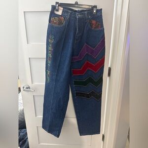 Vintage NWT Colorful Chevron Straight Leg Jeans 100% Cotton